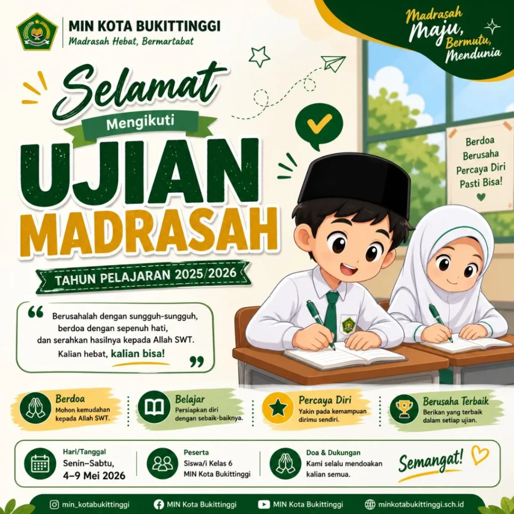 MIN Kota Bukittinggi Siap Laksanakan Ujian Madrasah Tahun Pelajaran 2025/2026